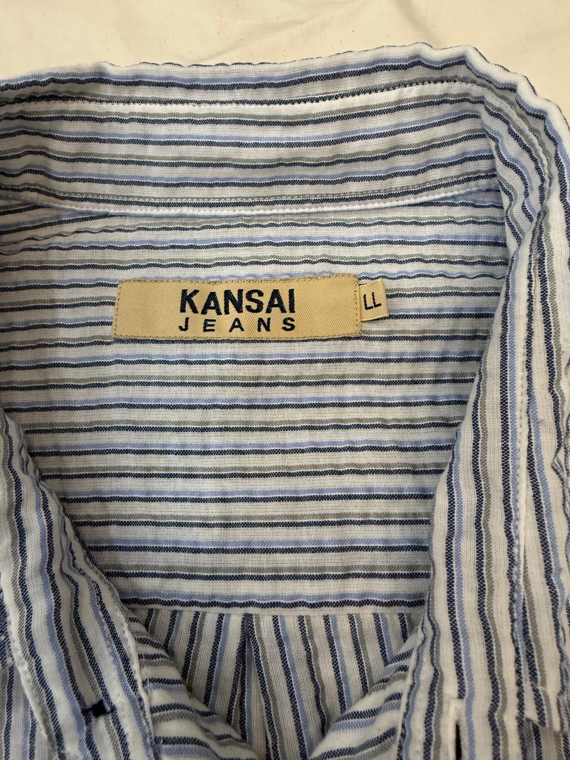 KANSAI JEANS 시어서커 스트라이프 반팔 셔츠 상품이미지3