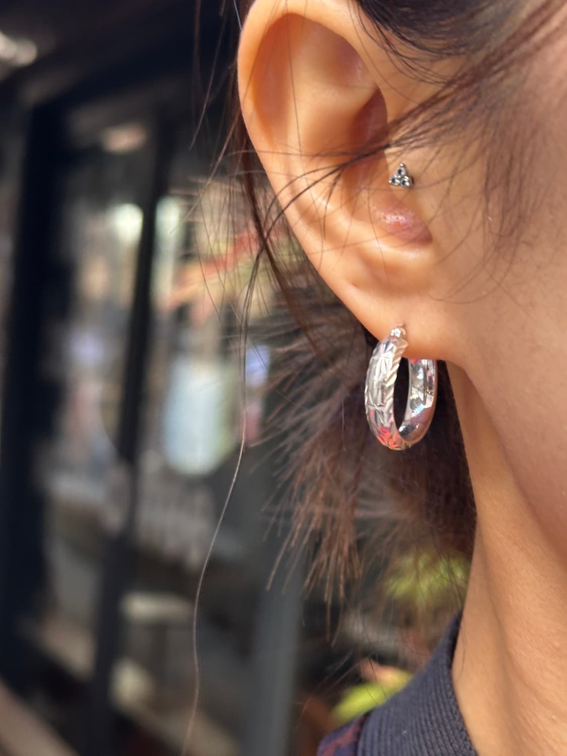 Shine Cut 925silver Hoop Earring✨ 상품이미지1