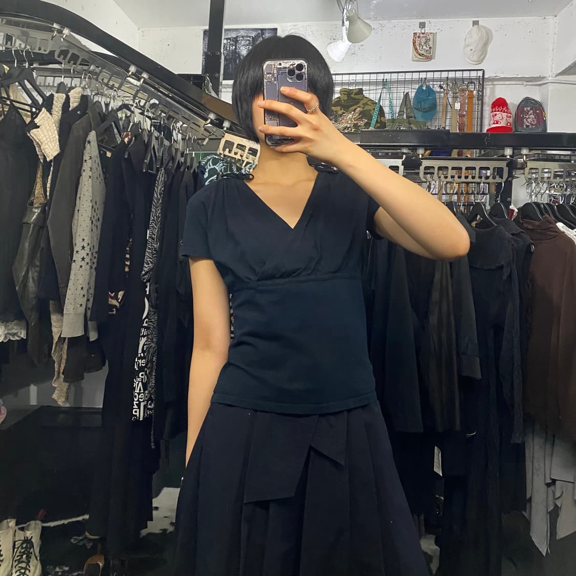 Salvatore Ferragamo 끈 디테일 게더 반팔디셔츠 상품이미지1