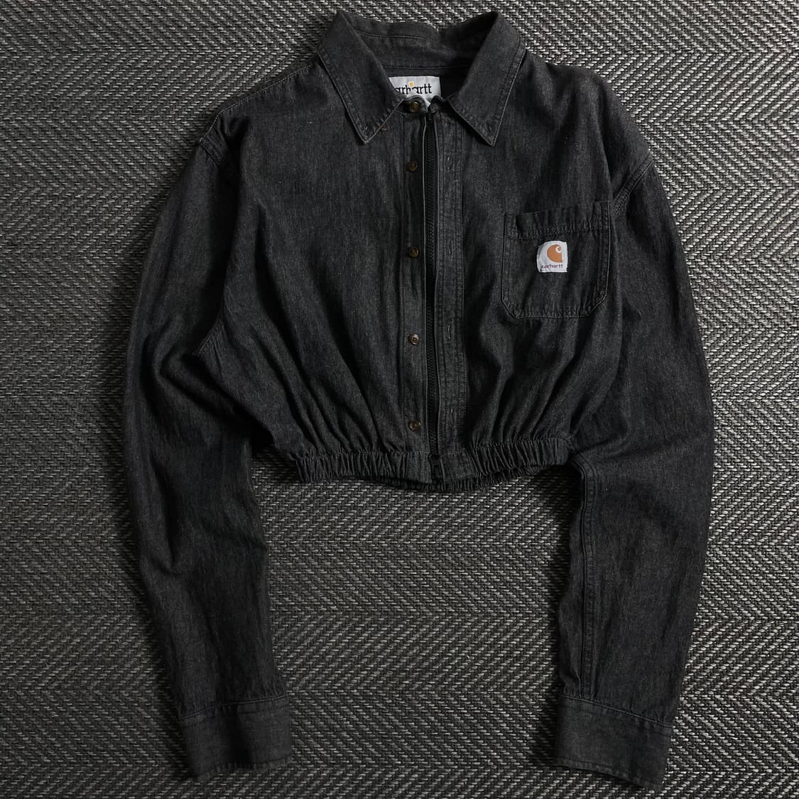 칼하트 크롭 리메이크 흑청 셔츠 자켓 o 3864 상품이미지1