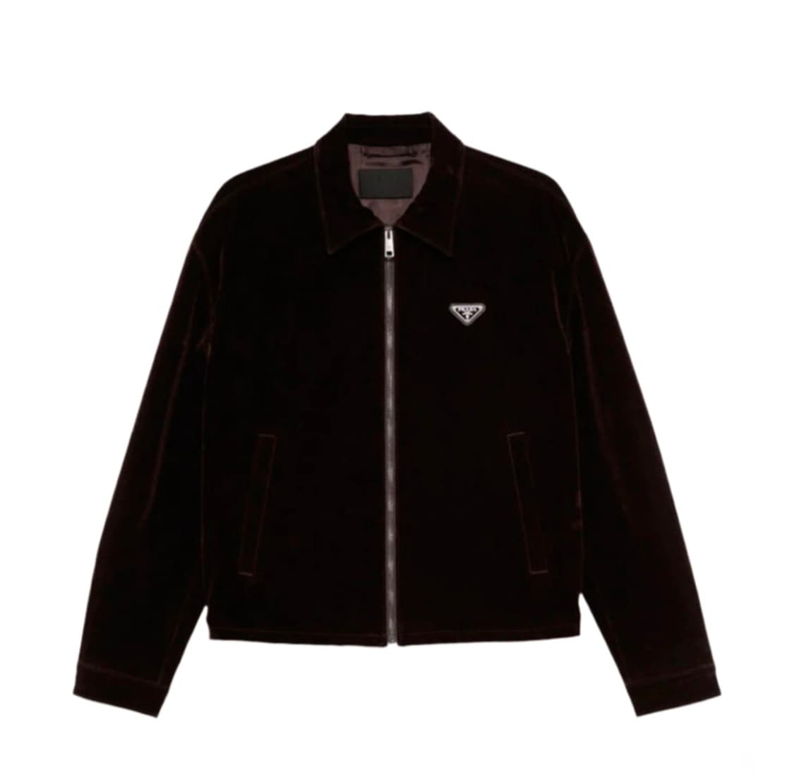 [XL] 프라다 벨벳 블루종 자켓 에보니 브라운 상품이미지1