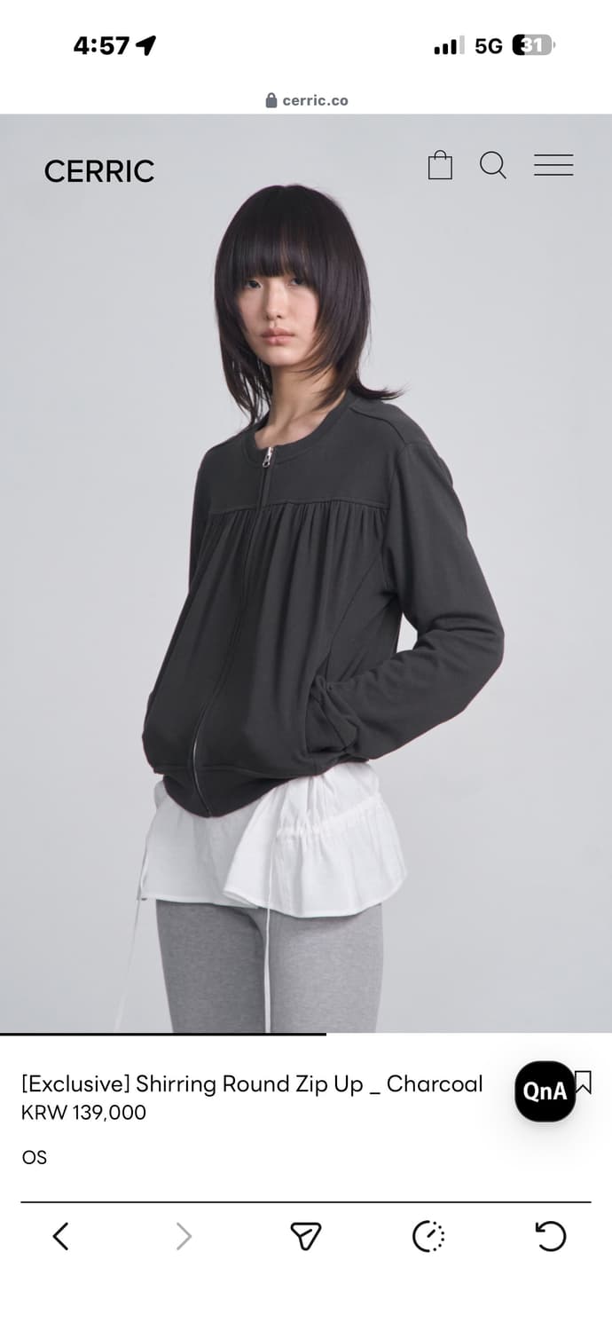 Cerric 셔링 라운드 집업 상품이미지5