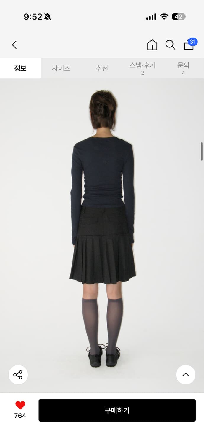 썬번프로젝트pleats midi skirt black S 상품이미지3