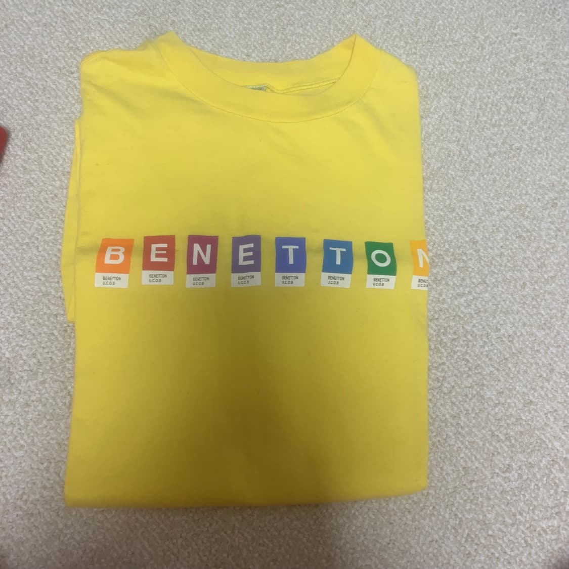 베네통 옐로우 라운드 반팔티셔츠 100 상품이미지1