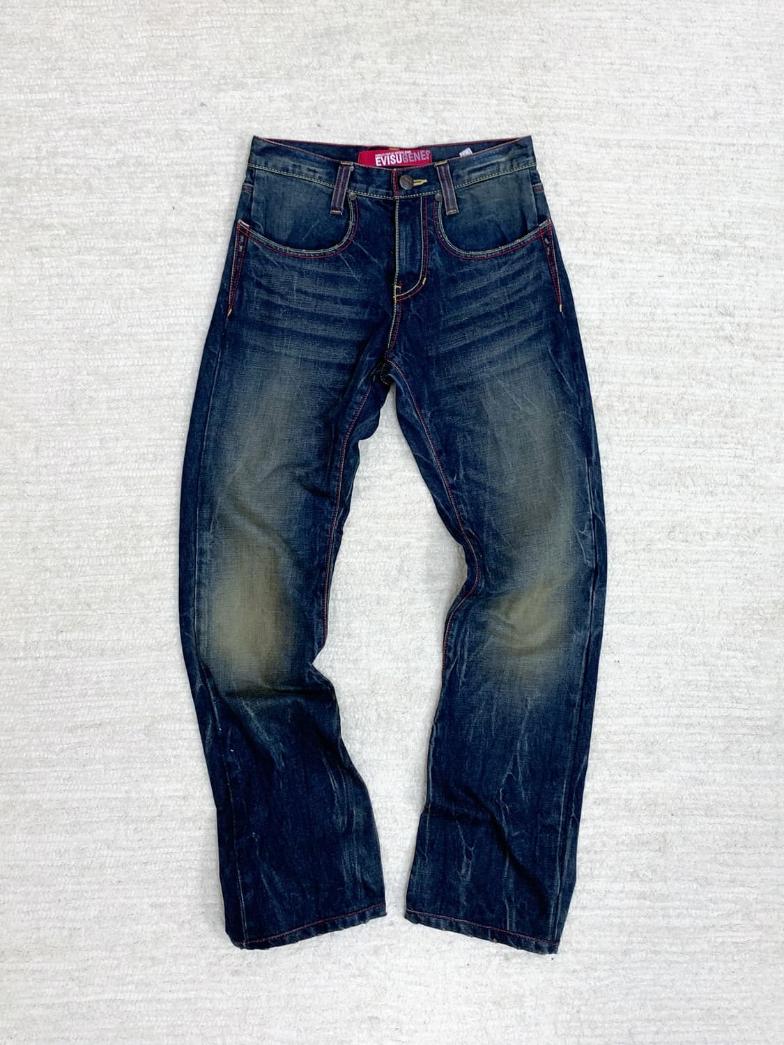 EVISU Red & Yellow Stitch Straight Jeans 상품이미지1