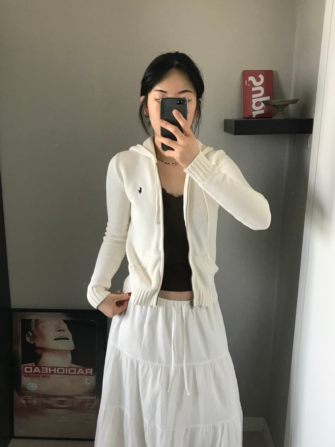 대장급 폴로 랄프로렌 포니 로고 화이트 니트 후드집업 상품이미지4