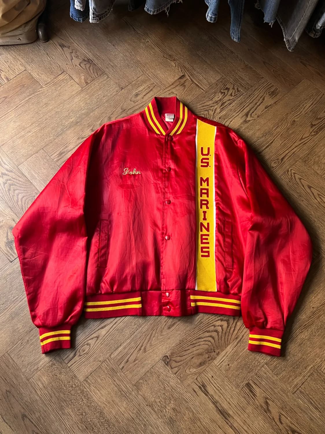 [XL]90's USA Made USMC 미 해병대 나일론 바시티 자켓 상품이미지1