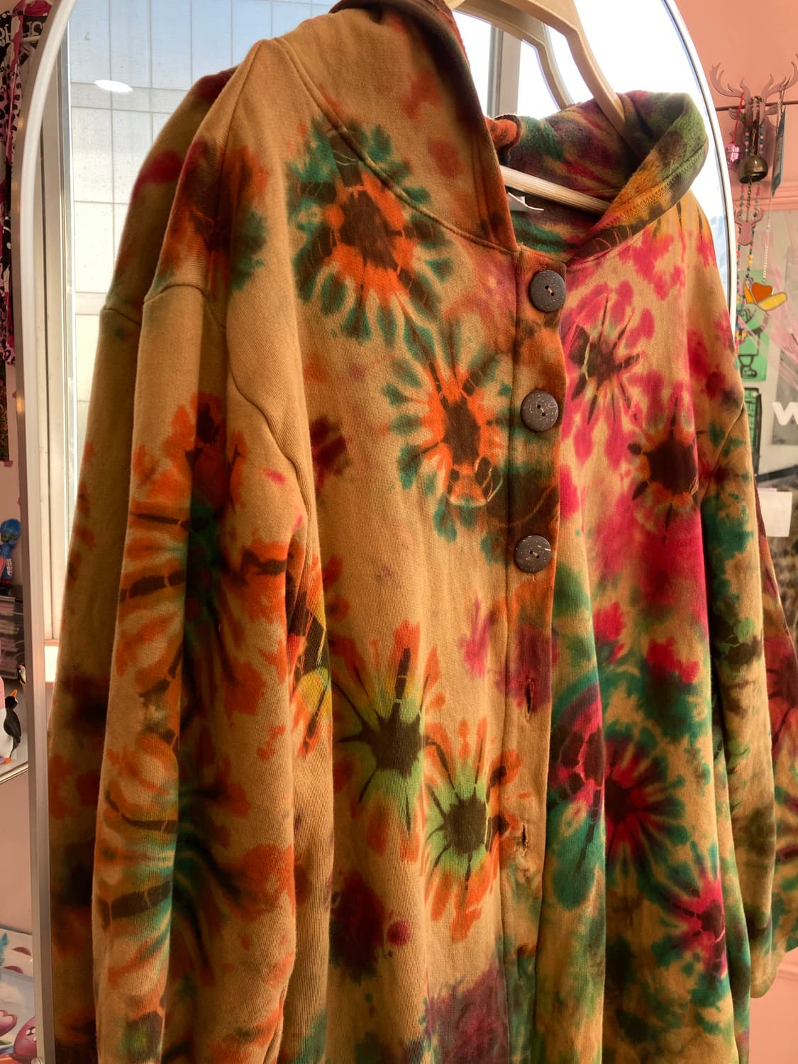 빈티지 브라운 타이다이 롱코트 상품이미지4