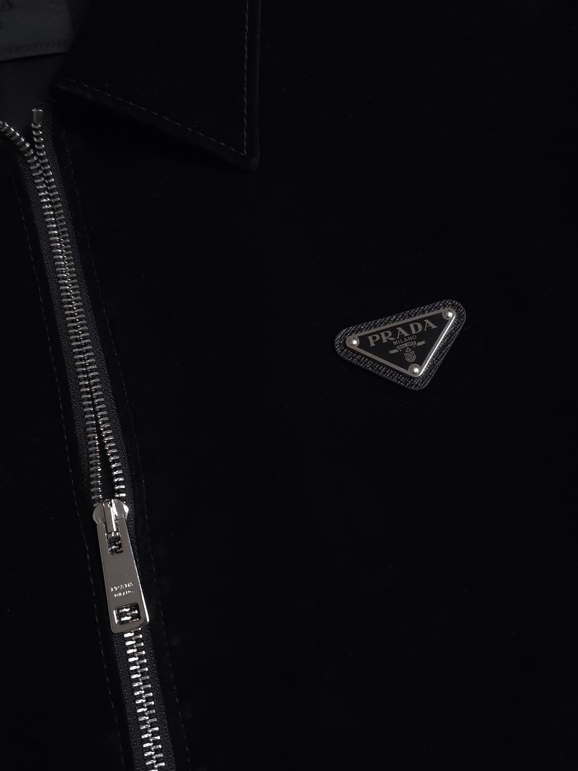 [XL] 프라다 벨벳 블루종 자켓 블랙 상품이미지4