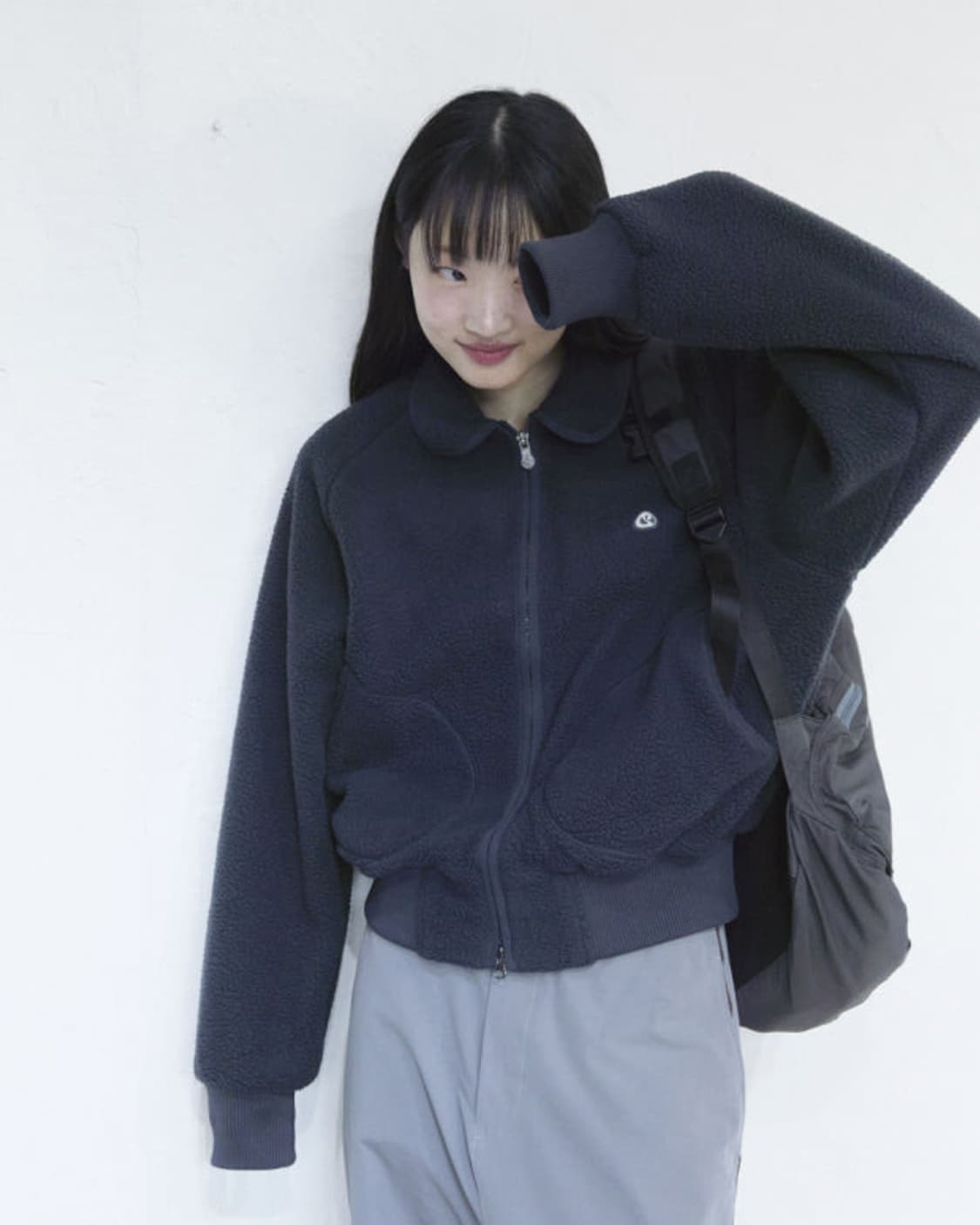 스마트어반유즈풀 suu 코이세이오 라운드 칼라 플리스 네이비 재킷 자켓 상품이미지1