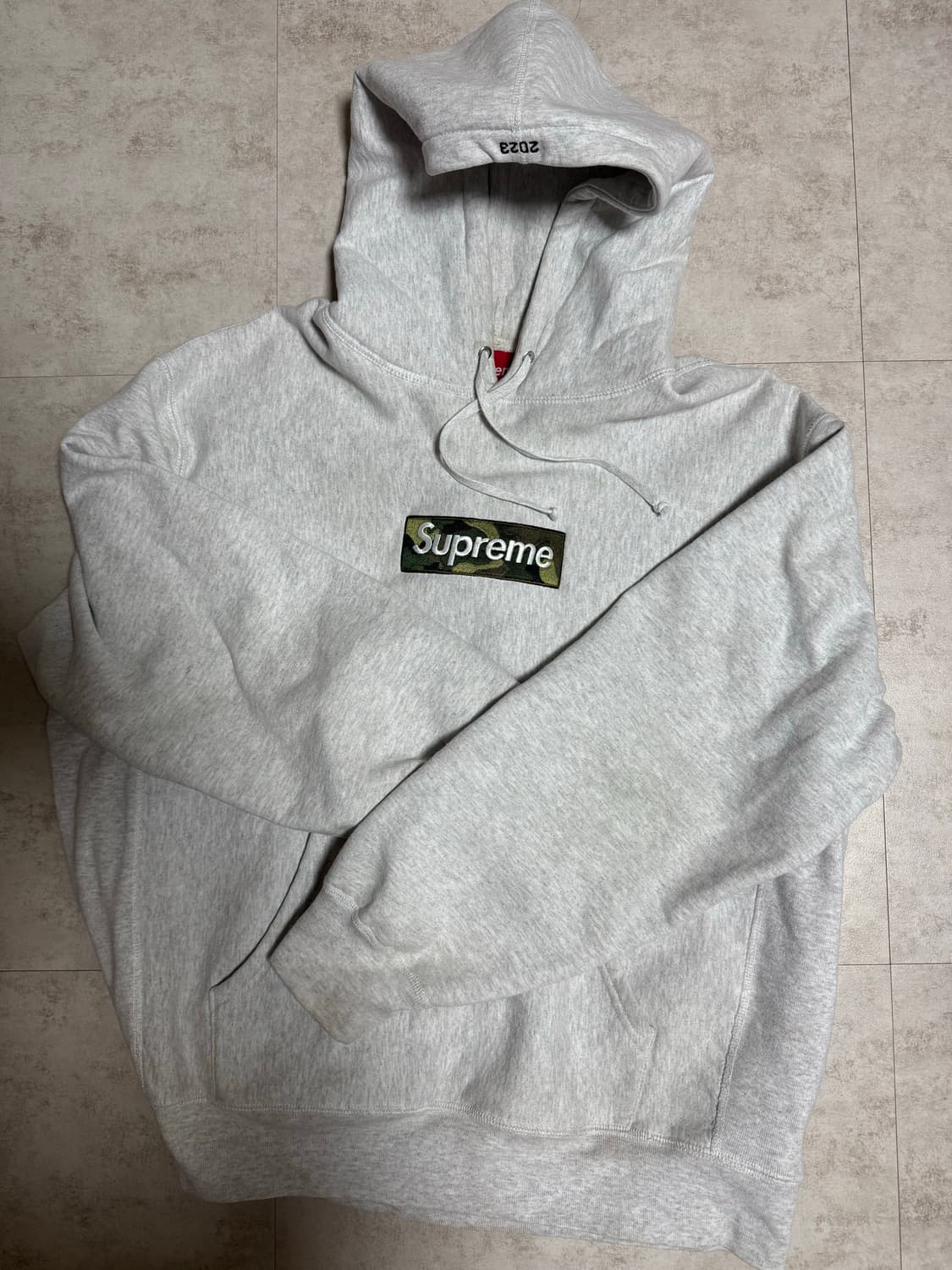 M)23fw 슈프림 박스로고 후드 그레이 상품이미지1