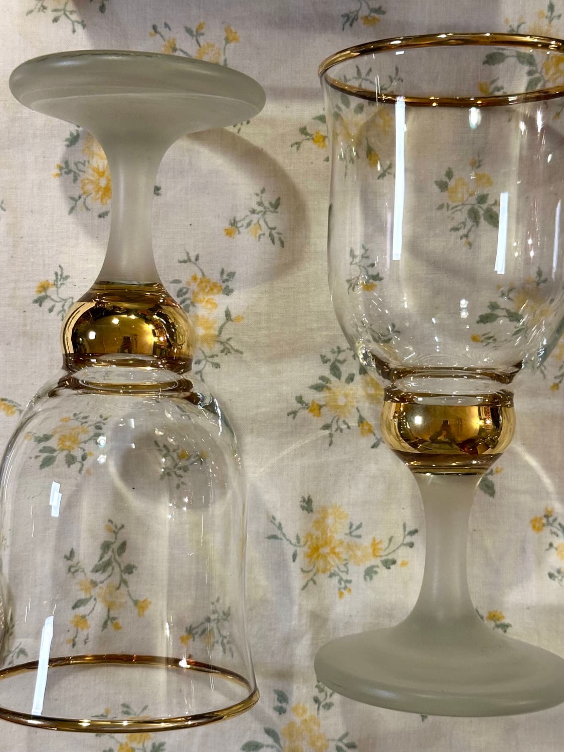 유럽 빈티지 골드림&프로스트스템 글라스 고블렛 잔 상품이미지4