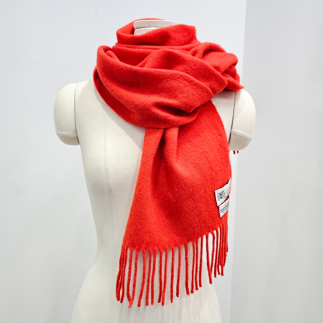 스코틀랜드산 울 100% 주황빛 롱 머플러 남녀공용 상품이미지2