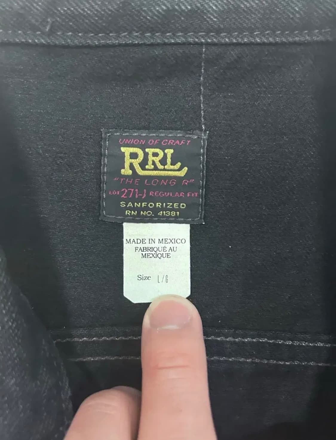 RRL LOT 271 흑청 블랙 데님 자켓 멕시코산 L 상품이미지3