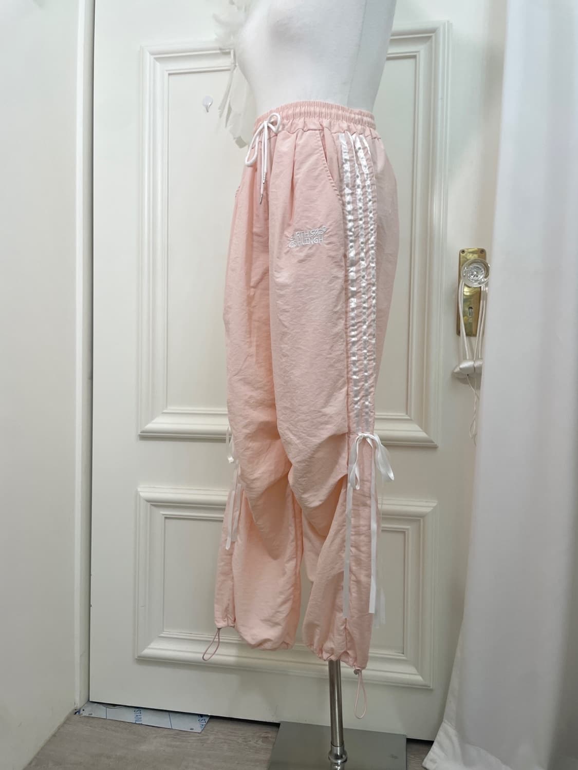 coral side satin bow loose jogger pants 상품이미지2