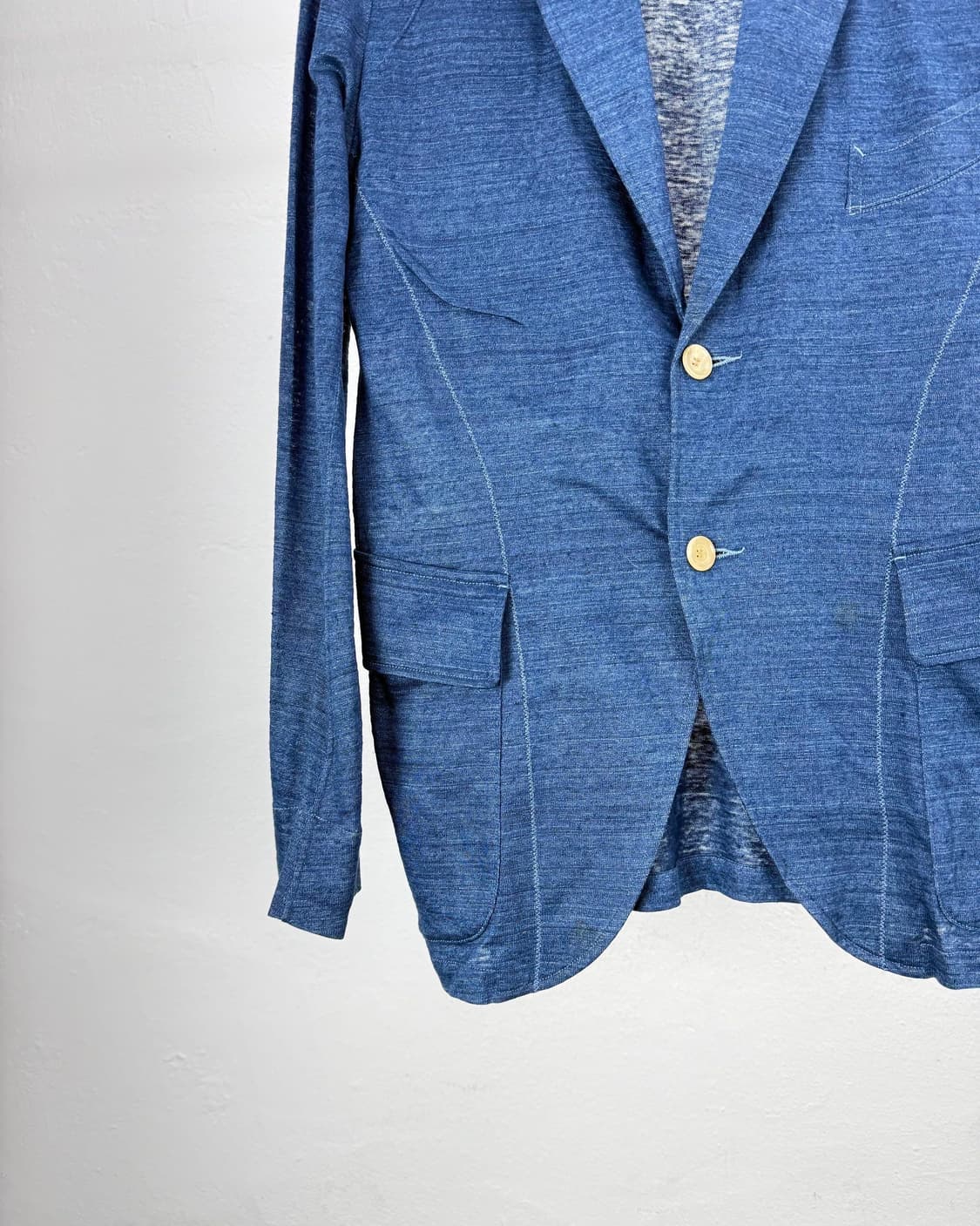 하버색 시룰리언 블루 리넨 스포츠 플랩 포켓 블레이저 자켓 상품이미지4