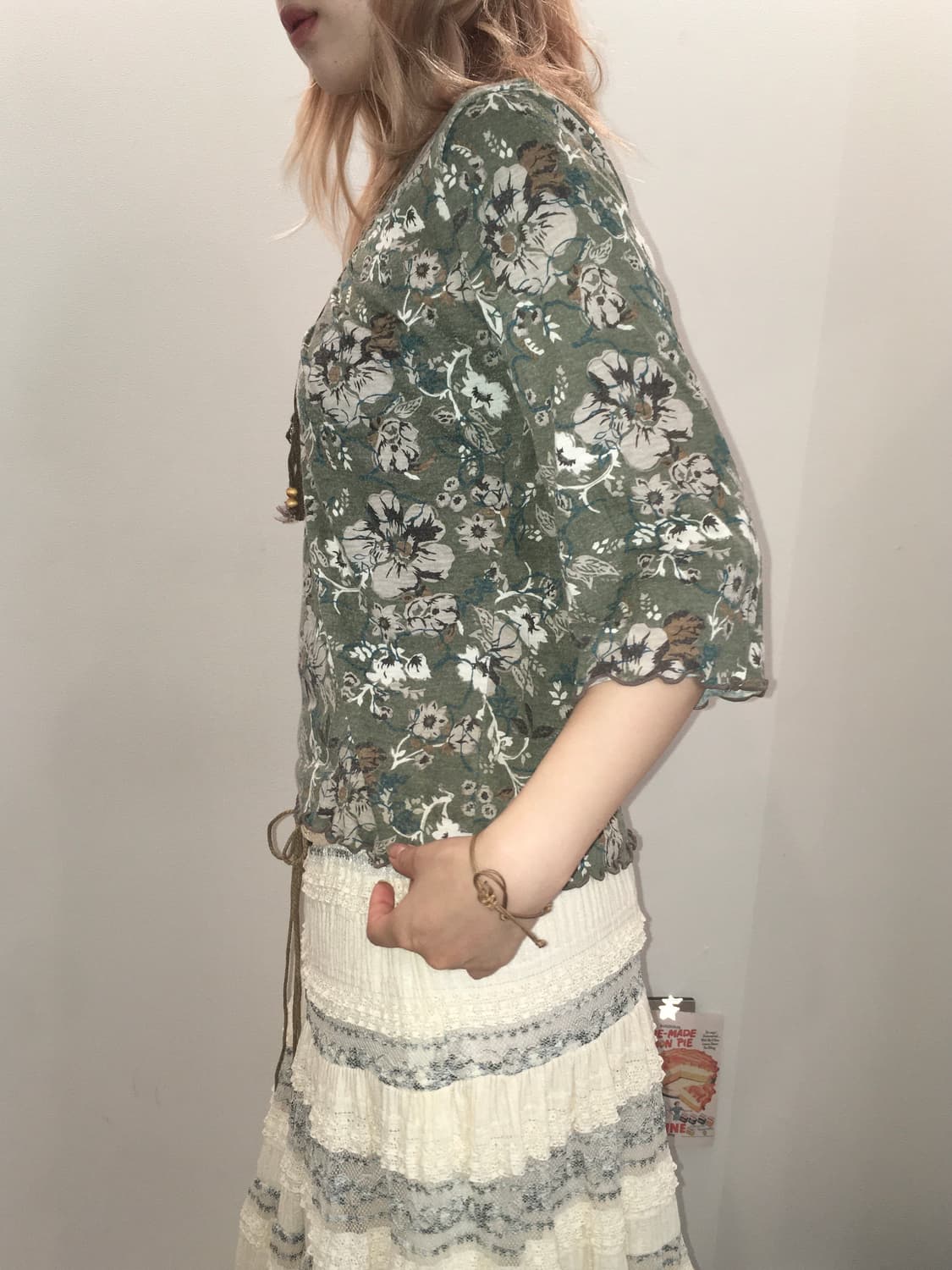 jpn vintage olive floral t shirt 상품이미지2