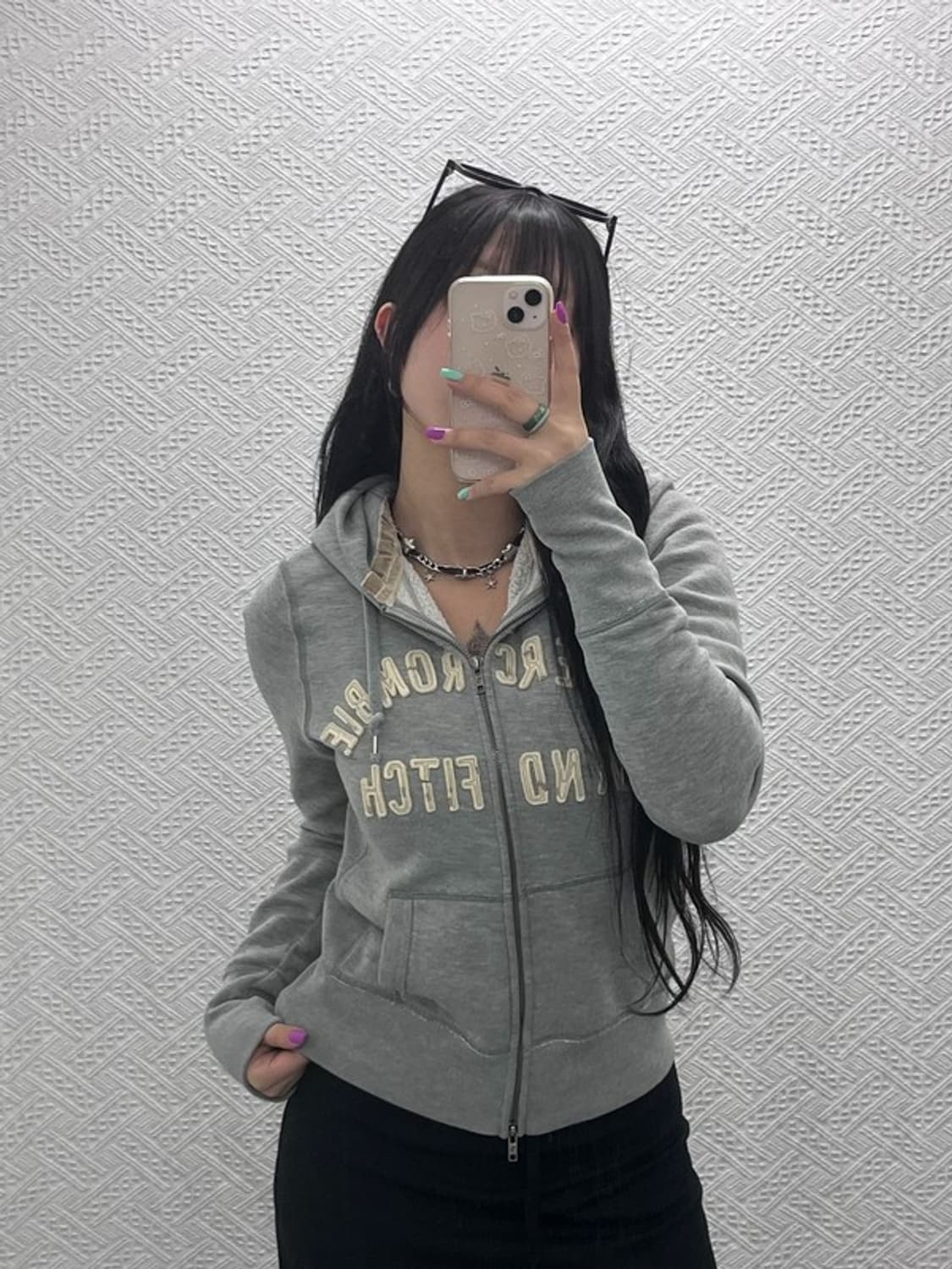 아베크롬비 Y2K 빈티지 기모 후드 집업 L C07053 상품이미지2