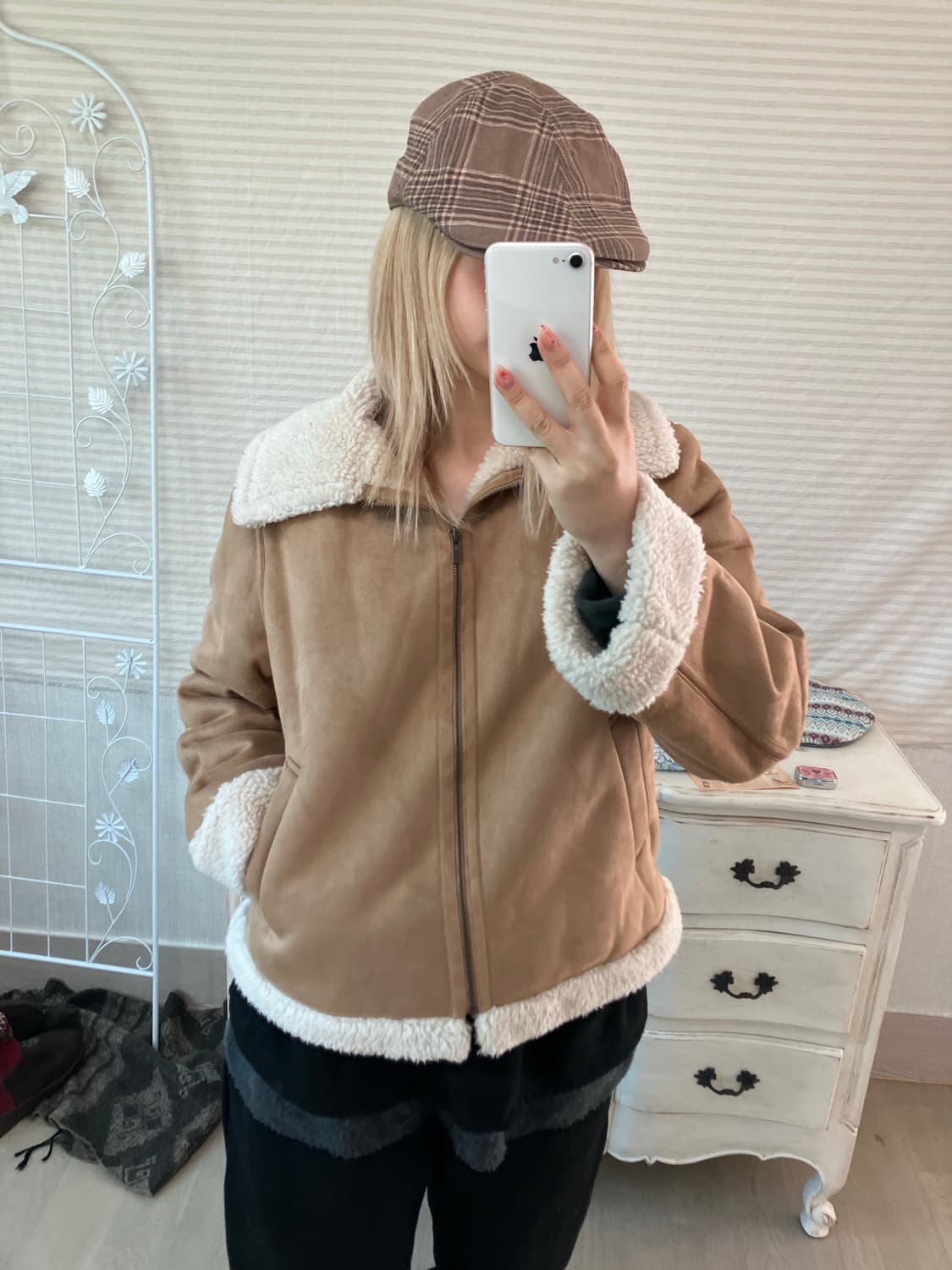 jpn vintage 카멜 베이지 무스탕 자켓 상품이미지1