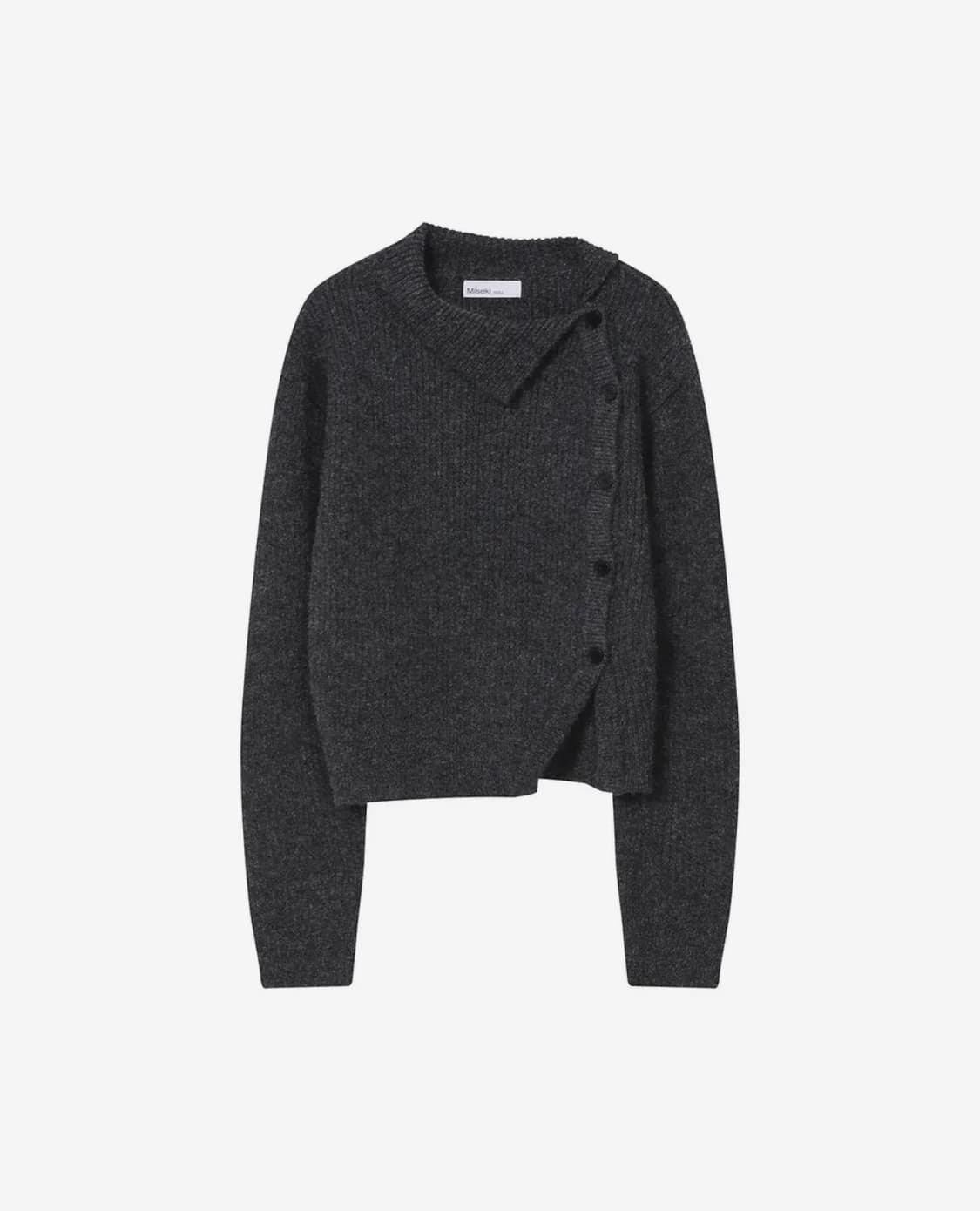 미세키서울 사이드 버튼 니트 차콜 상품이미지1