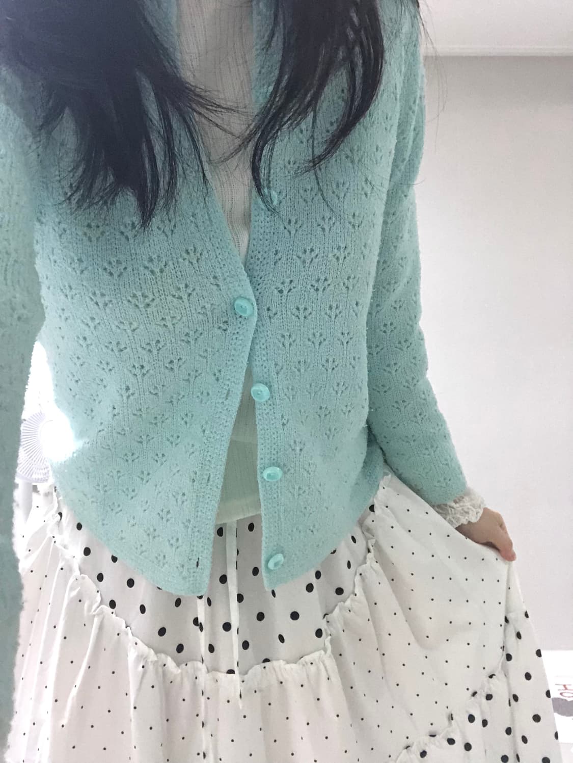 빈티지 모리걸 코디세트 긴팔 가디건 스커트 리즈리사 엑시즈팜 상품이미지1