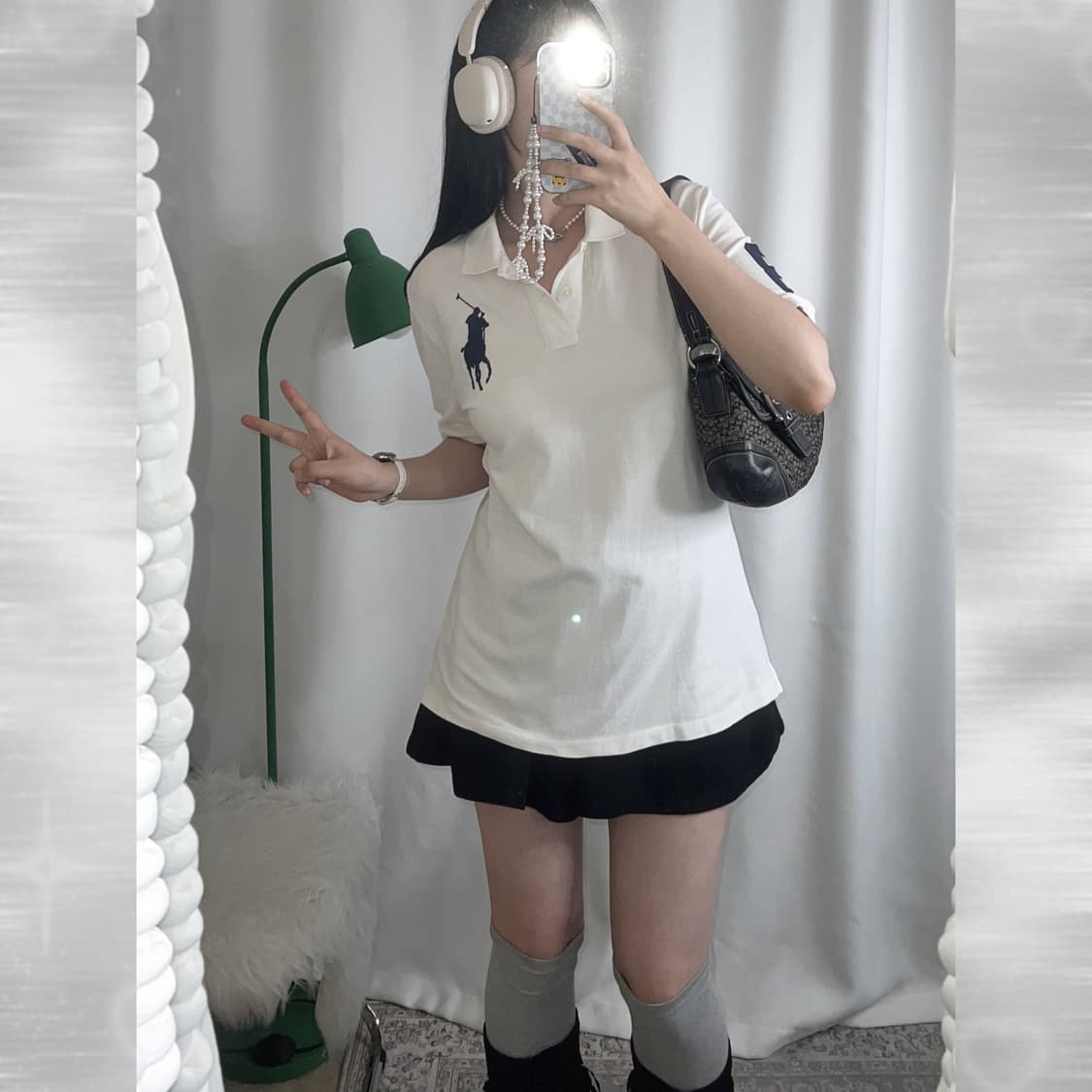 폴로 랄프로렌 화이트 오버핏 카라 티셔츠 상품이미지2
