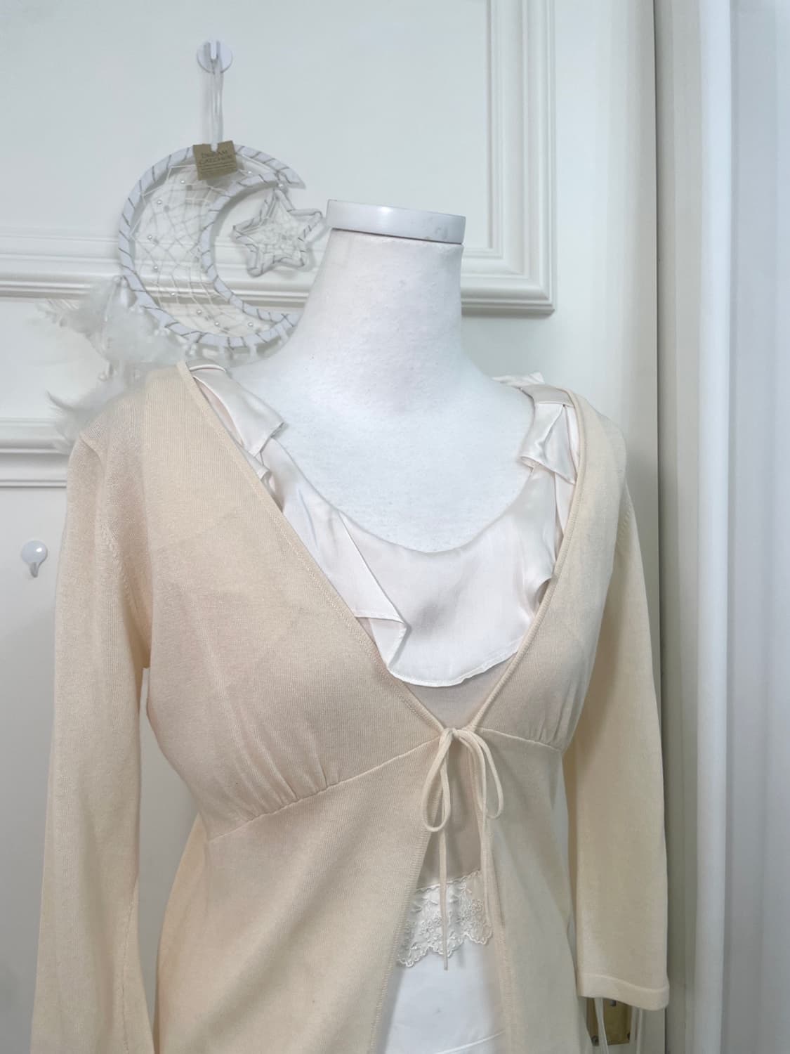 coral ivory shirring bow point cardigan 상품이미지6