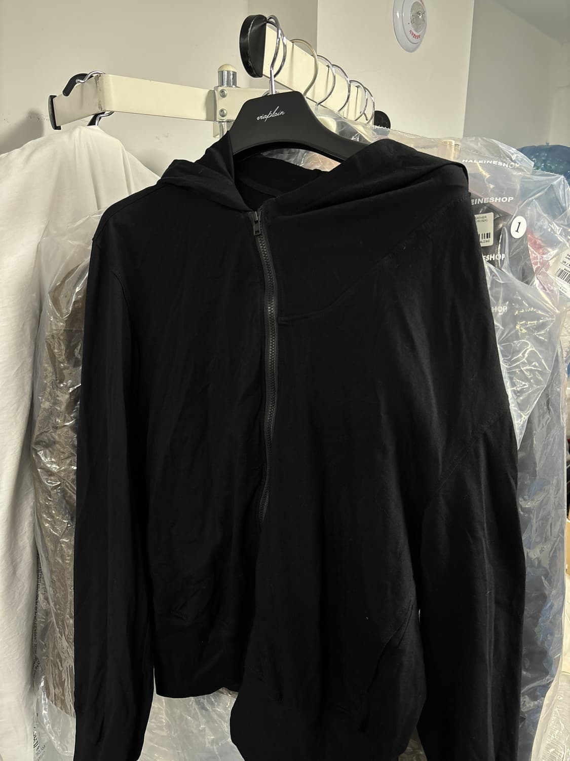 M 25ss 누마레 ee 커브드 후드집업 블랙 판매 상품이미지1