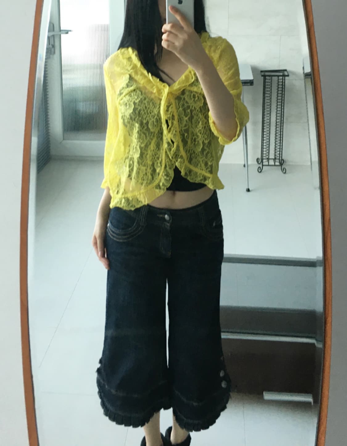 axes femme) ruffle hem denim pants 상품이미지4