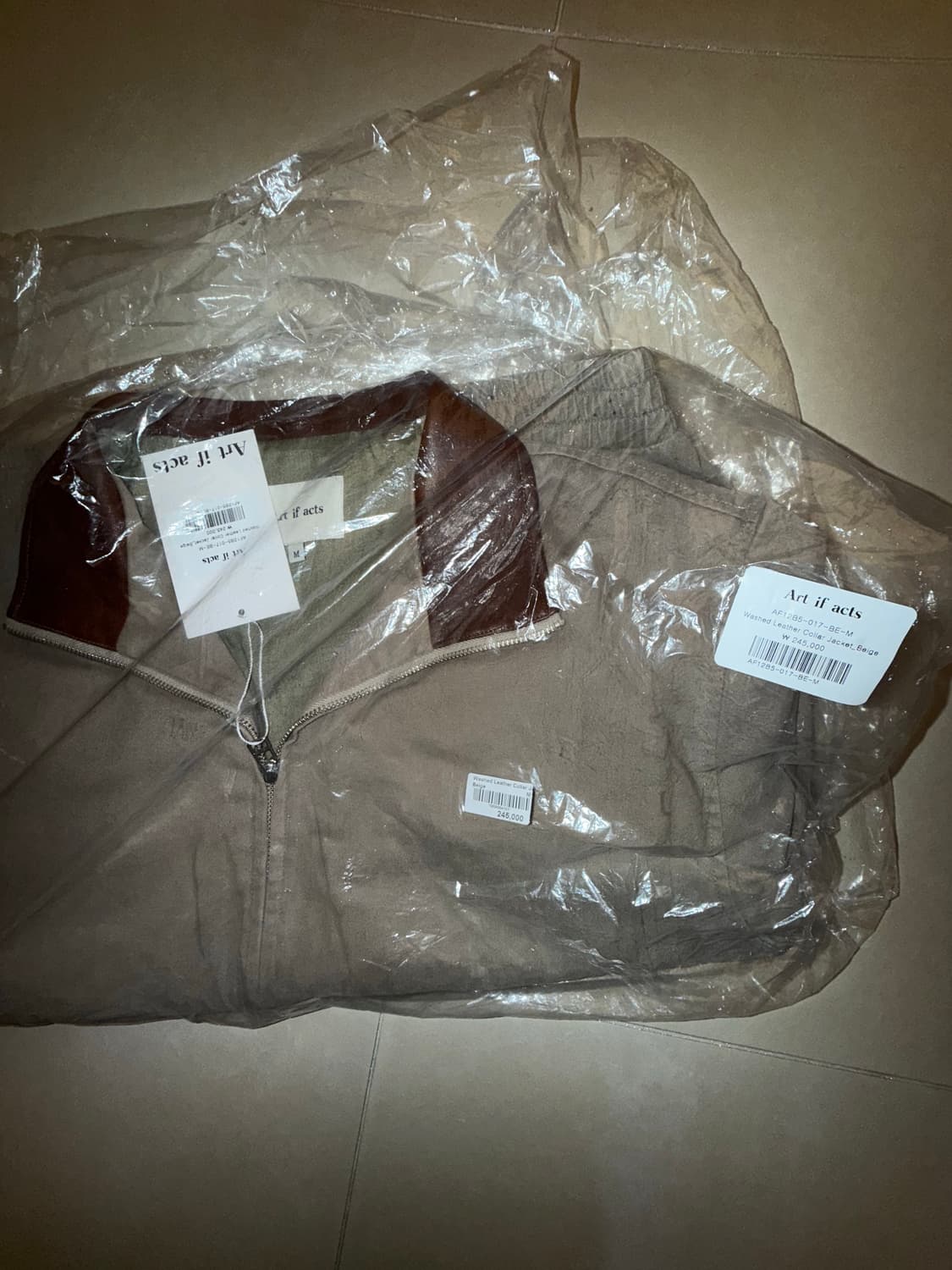 아트이프액츠 washed leather collar jk  beige 상품이미지2