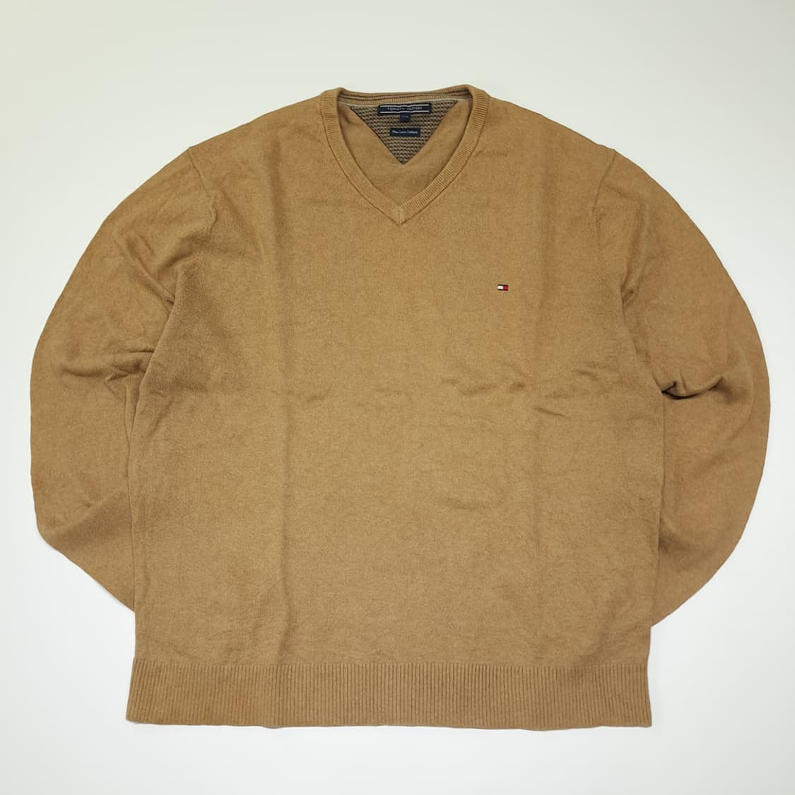 CL949 2XL 타미힐피거 00s 피마코튼캐시미어 카멜 V넥 니트 상품이미지1