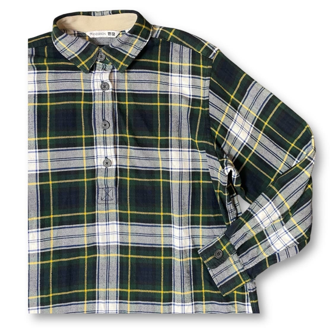 유니클로 딥그린체크 반버튼 긴팔 셔츠 S 상품이미지3