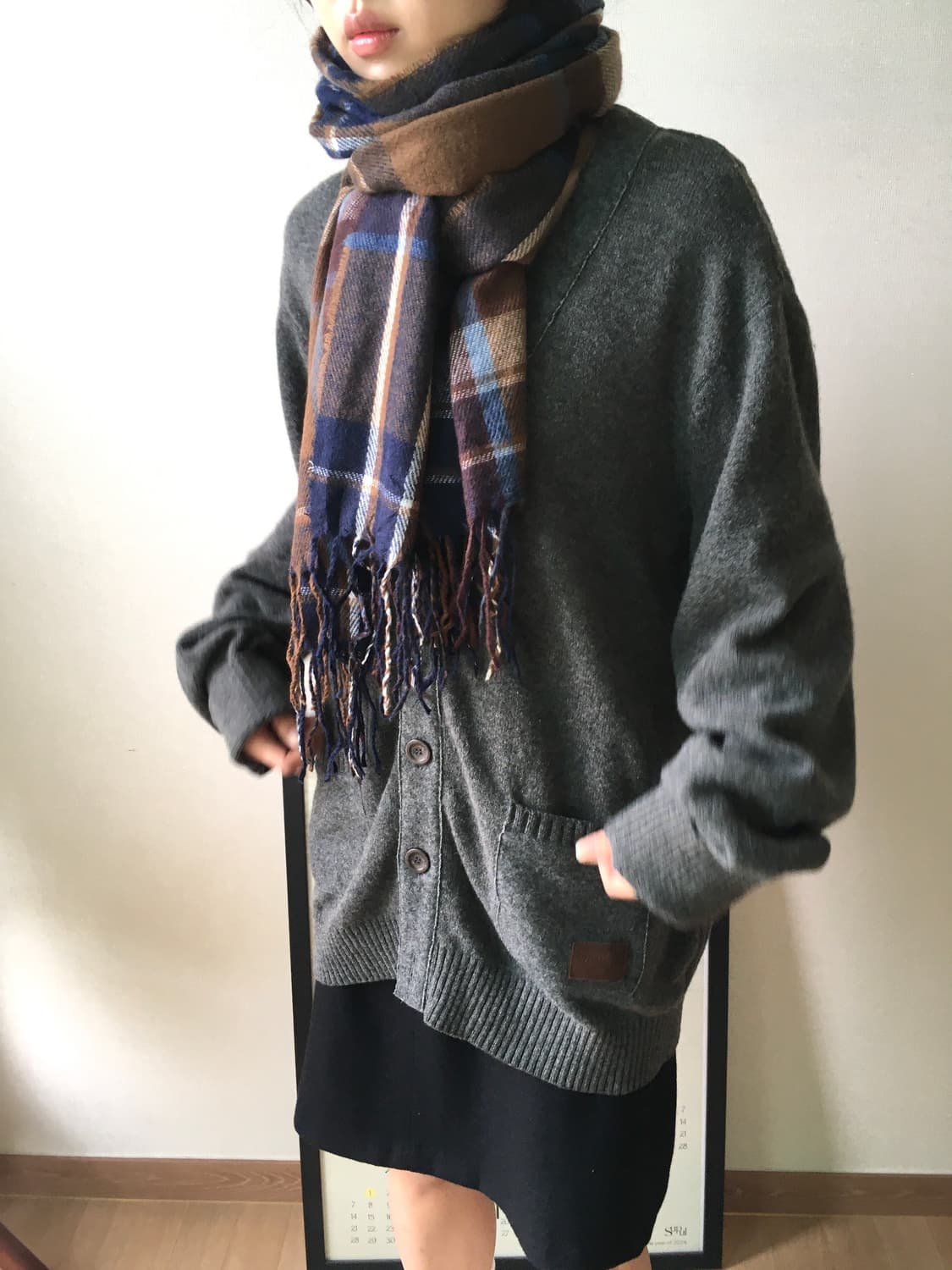 오버핏 버튼 롱 가디건 상품이미지3