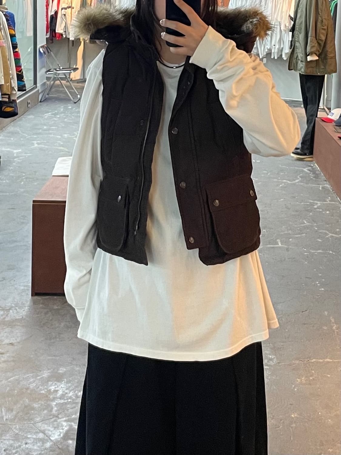 폴로진스컴퍼니 코듀로이 패딩 베스트 (퍼 탈부착 가능) H1589 상품이미지1