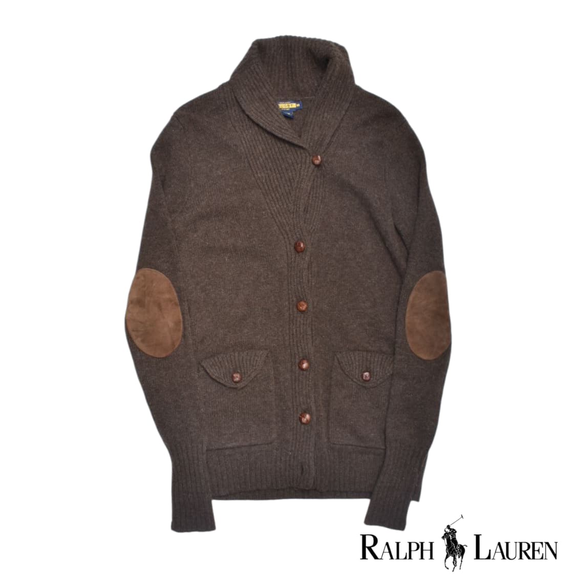  폴로 랄프로렌 럭비 스웨이드 패치 풀카라 니트 가디건 M N0636 상품이미지1