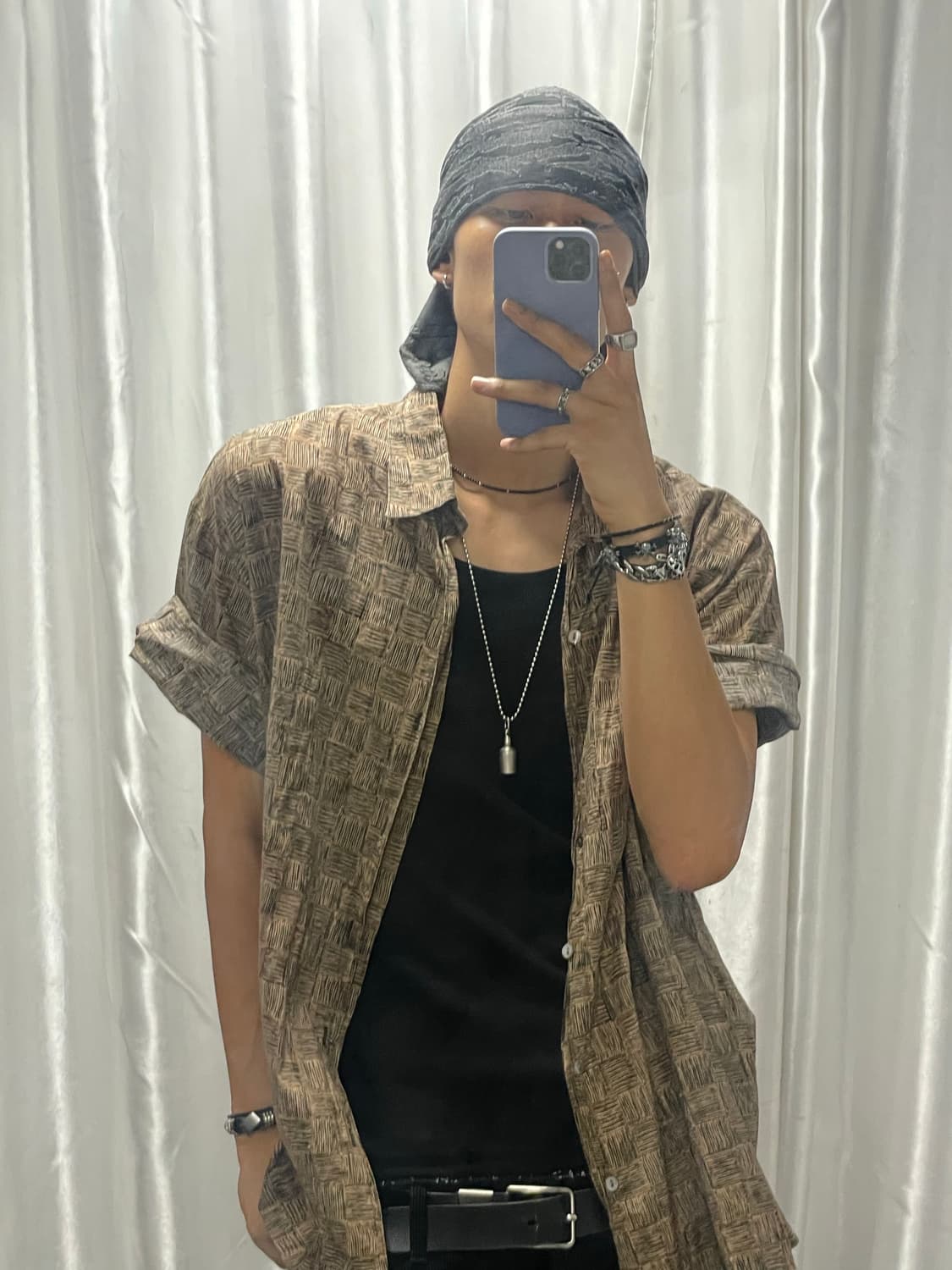 Bohemian pattern short-sleeved shirt 상품이미지2