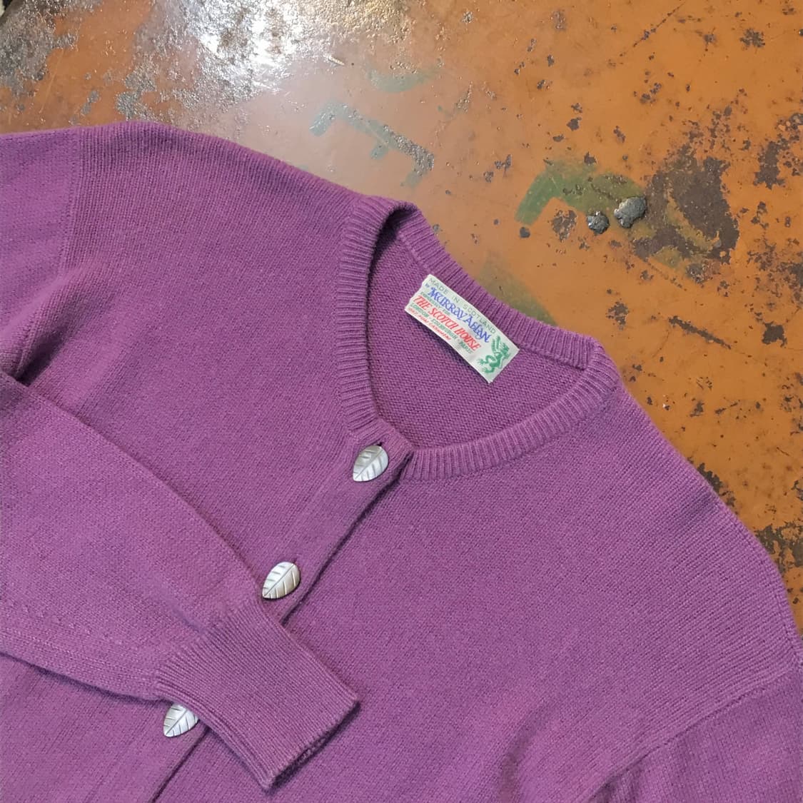 스코틀랜드 빈티지 100% 캐시미어 라운드넥 가디건 여성 66 사이즈  상품이미지3