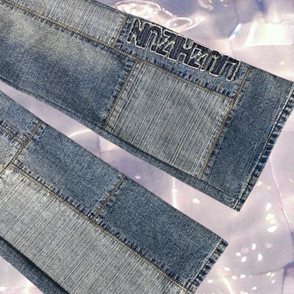 90s y2k 리우지준 빈티지 자수 부츠컷 와이드 데님 팬츠 28   상품이미지6