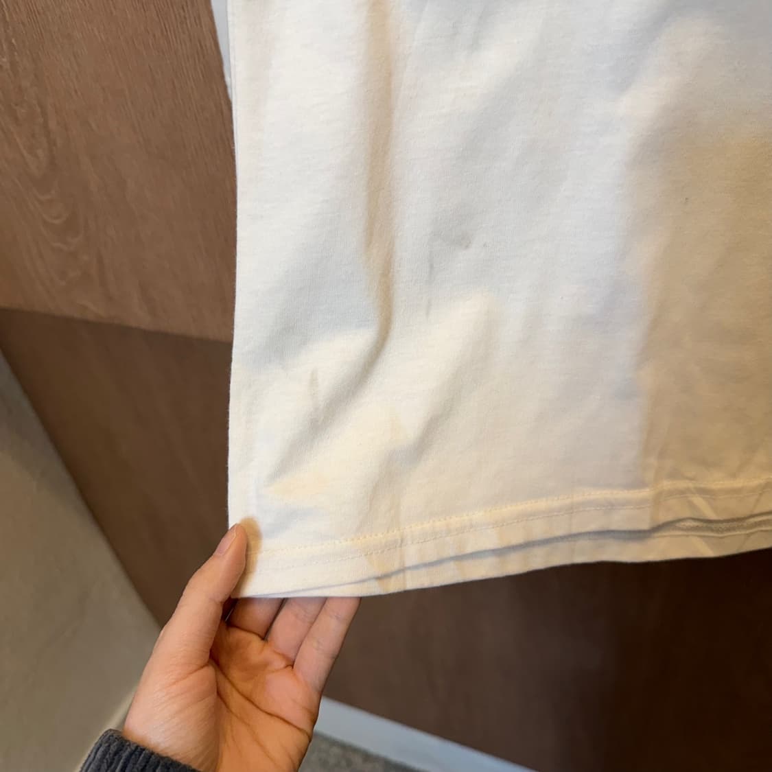 빈티지 코튼 긴팔 티셔츠 스트라이프 패턴 커프스 디테일 라운드넥 화이트 상품이미지7