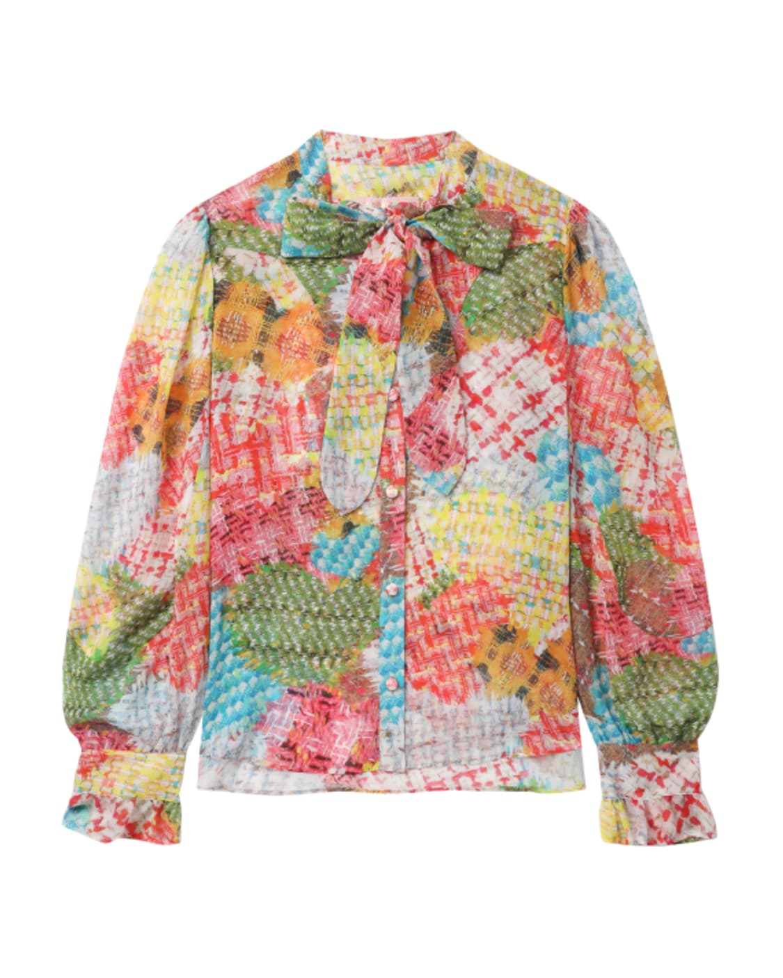 새상품 Tsumori Chisato 패치워크 리본 셔츠 2/3size 상품이미지1