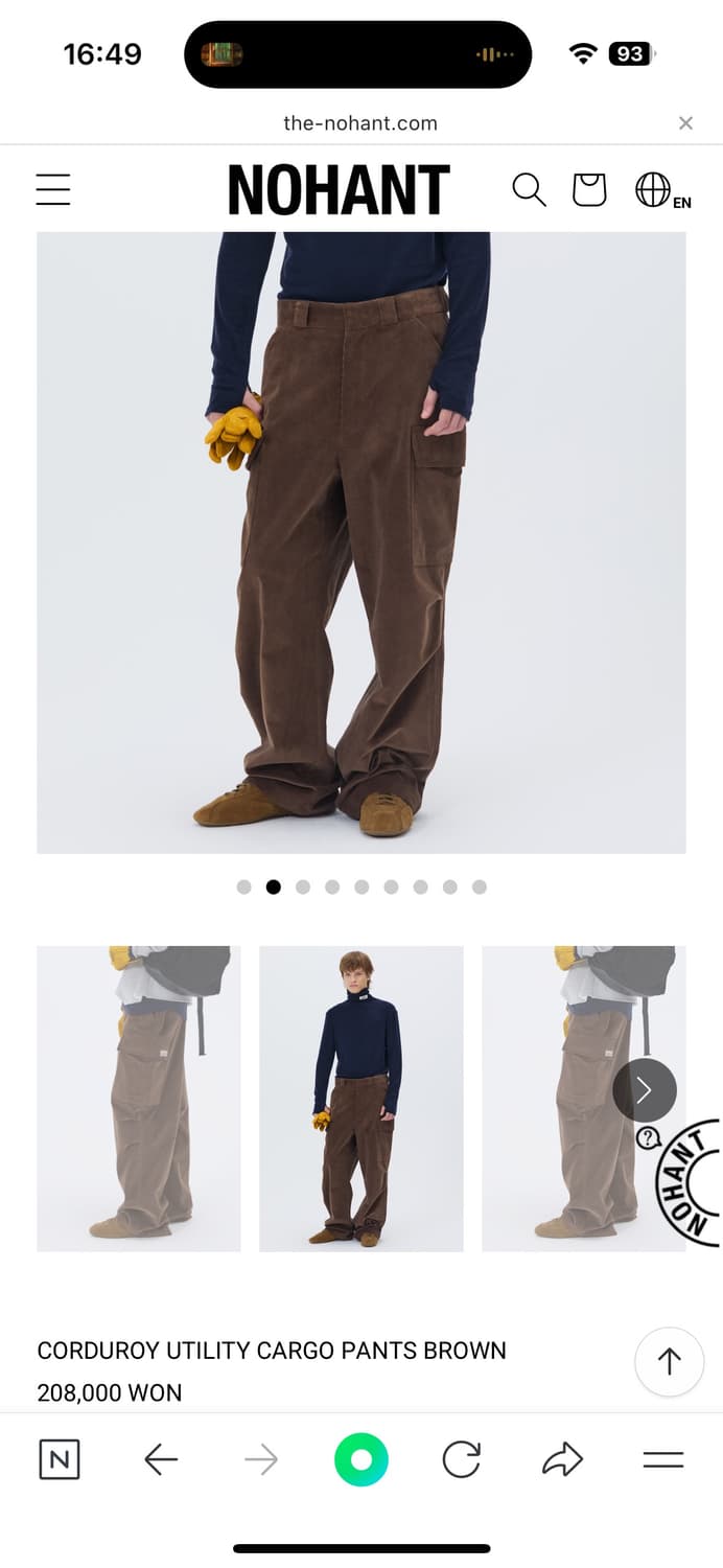 노앙 코듀로이 카고팬츠 L 상품이미지2