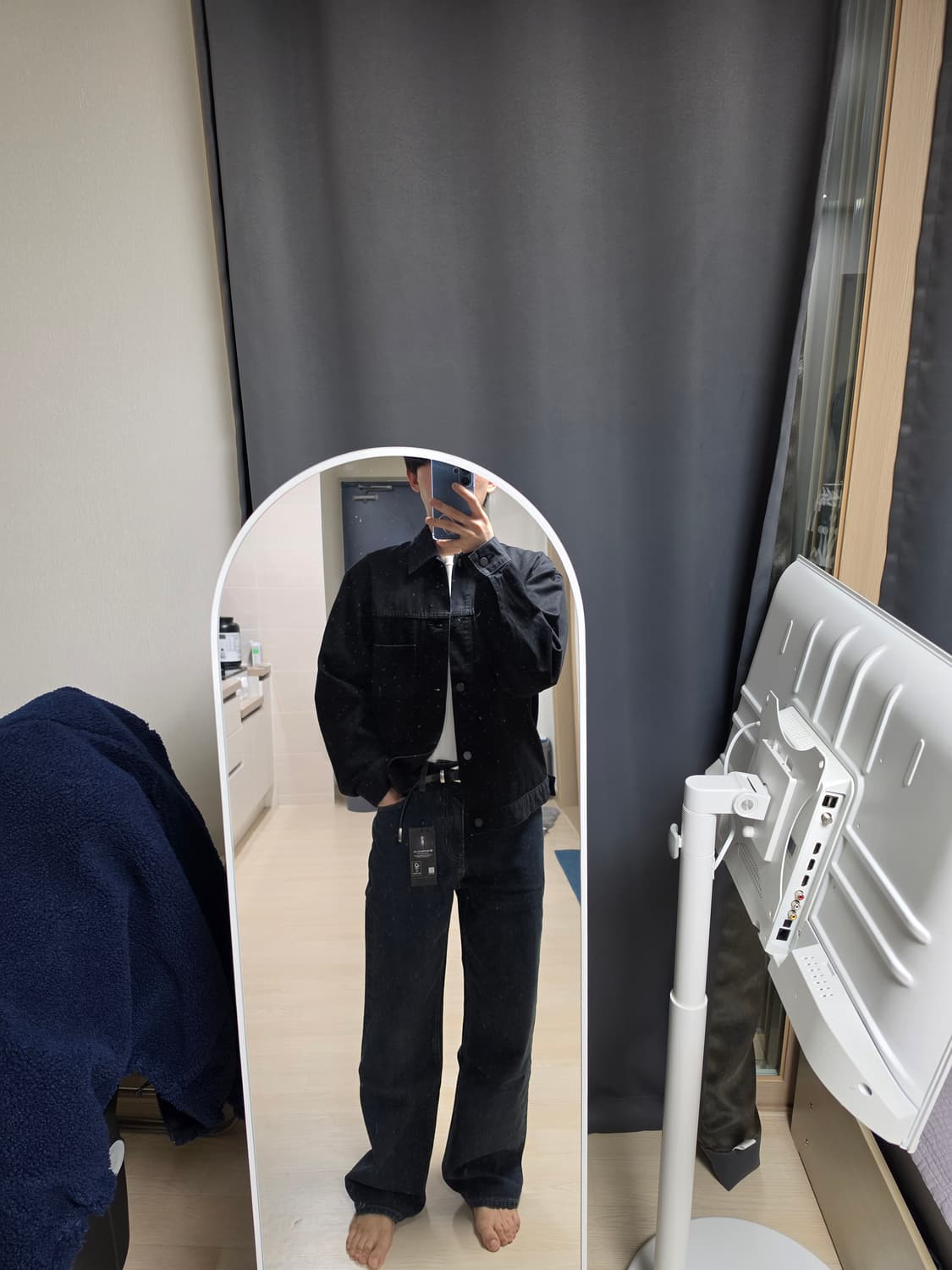 유니클로 데님자켓 블랙 M 상품이미지2