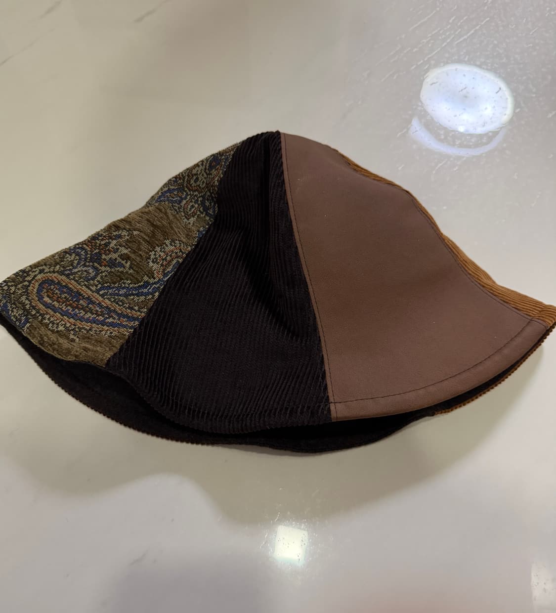 카시라 브라운 패치워크 튜립 햇 상품이미지3