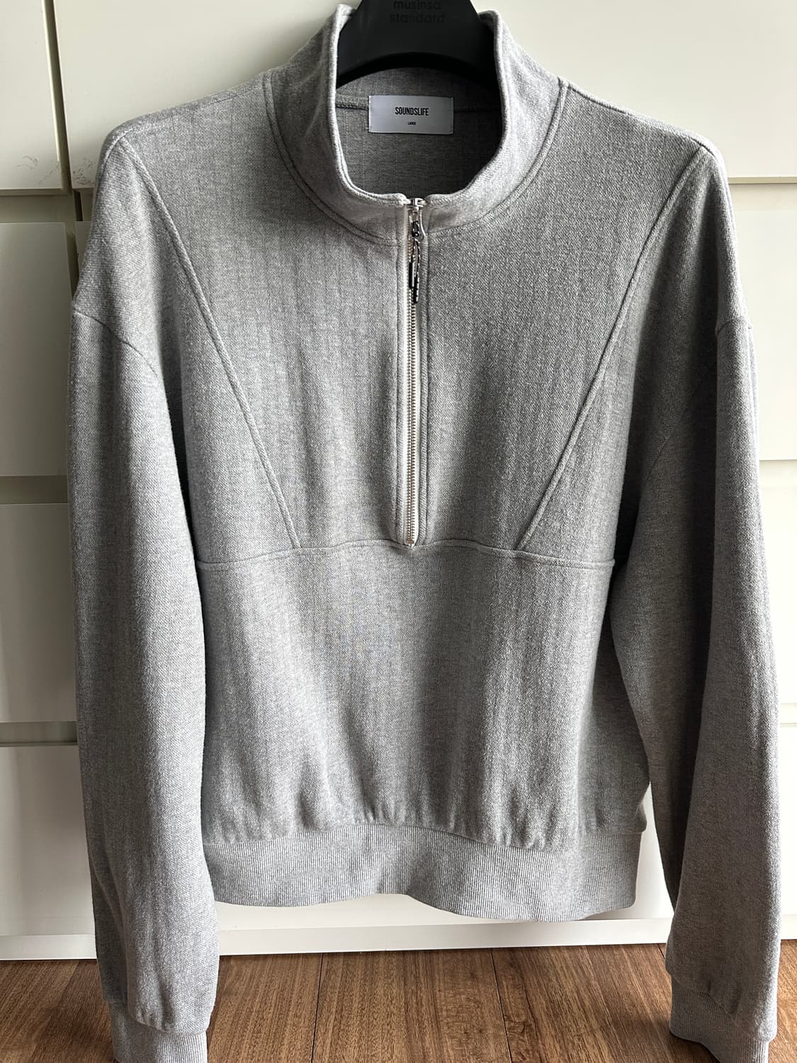 [L] 사운즈라이프 하프 집 풀오버 맨투맨 멜란지그레이 상품이미지3