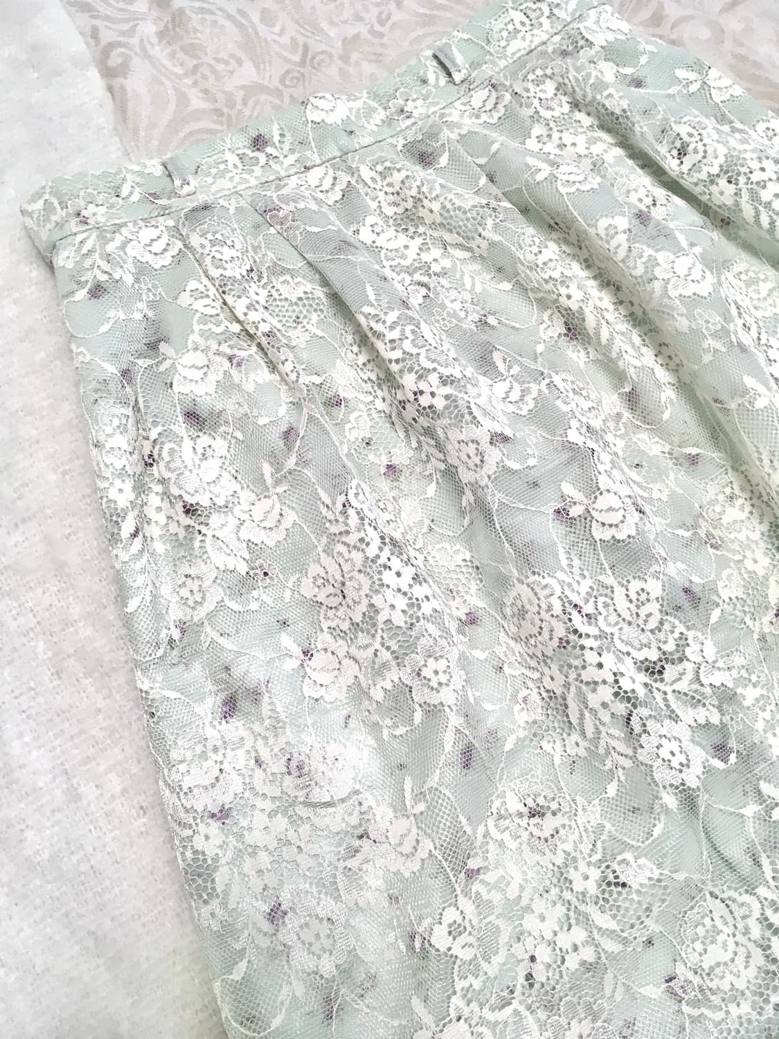 라이트그린 플라워 레이스 새틴 스커트 상품이미지5