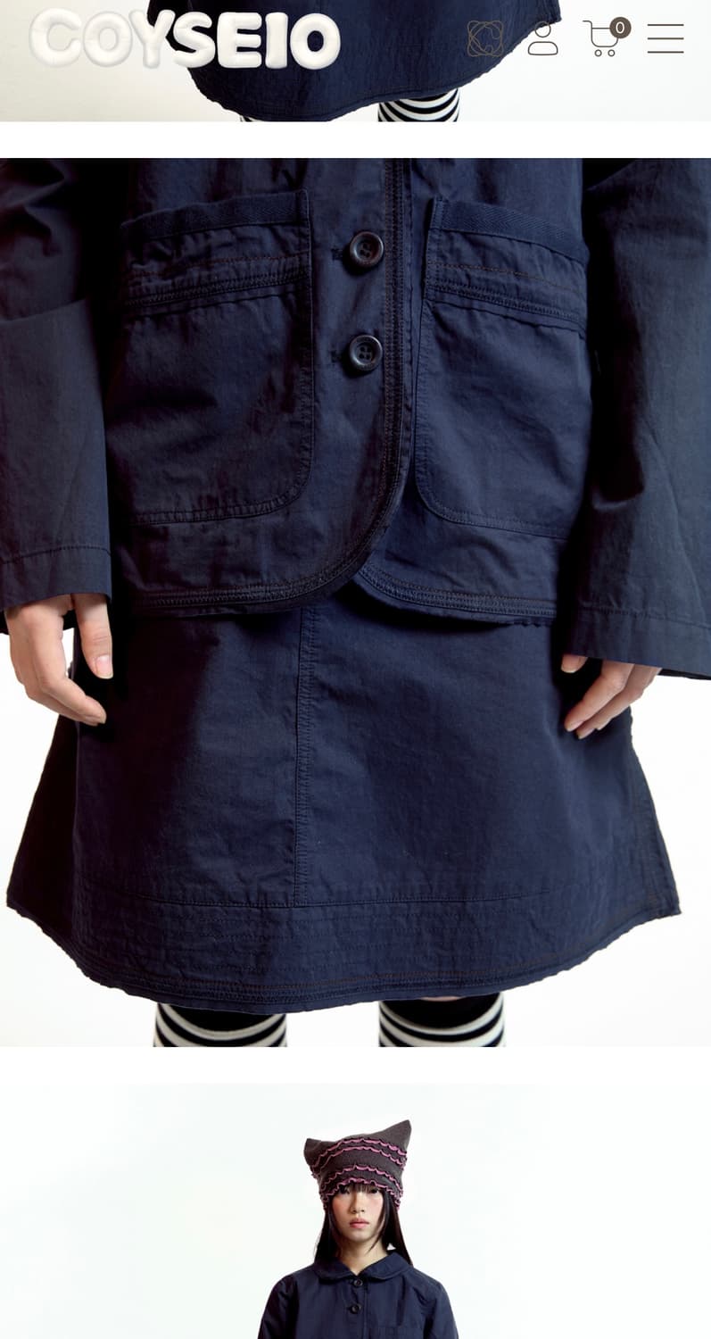 Coyseio RAW EDGE COTTON SKIRT NAVY  상품이미지5