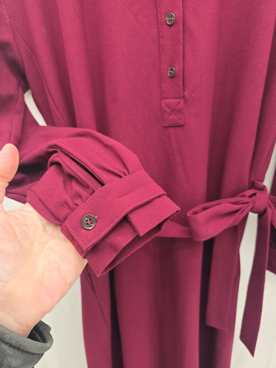 THE IZZAT 버건디 셔츠 롱 원피스 FREE 상품이미지3