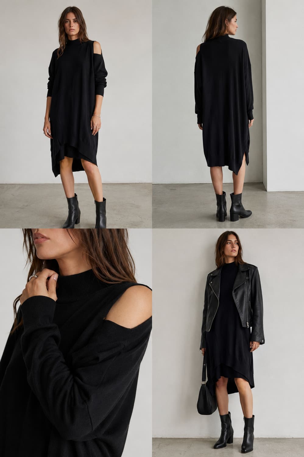 올세인츠 Allsaints 블랙 세실리 콜드숄더 니트 원피스 L 상품이미지1