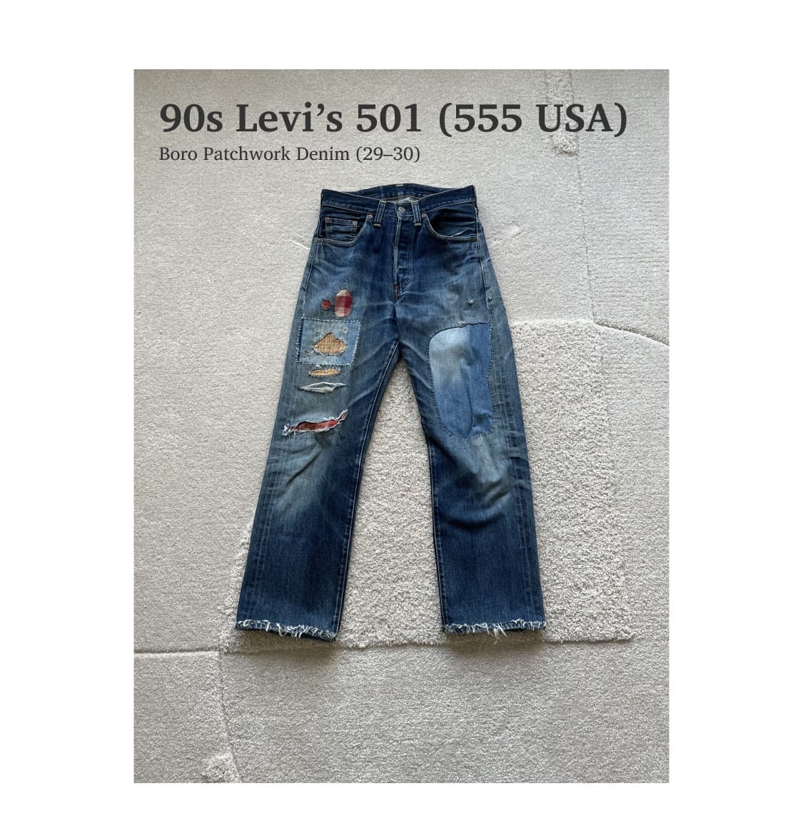 90s 리바이스 501 (555 USA)보로 패치워크 데님 (29-30) 상품이미지1