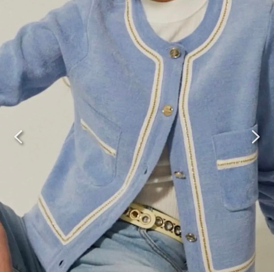 산드로 골드버턴 라이닝 가디건 블루 상품이미지1